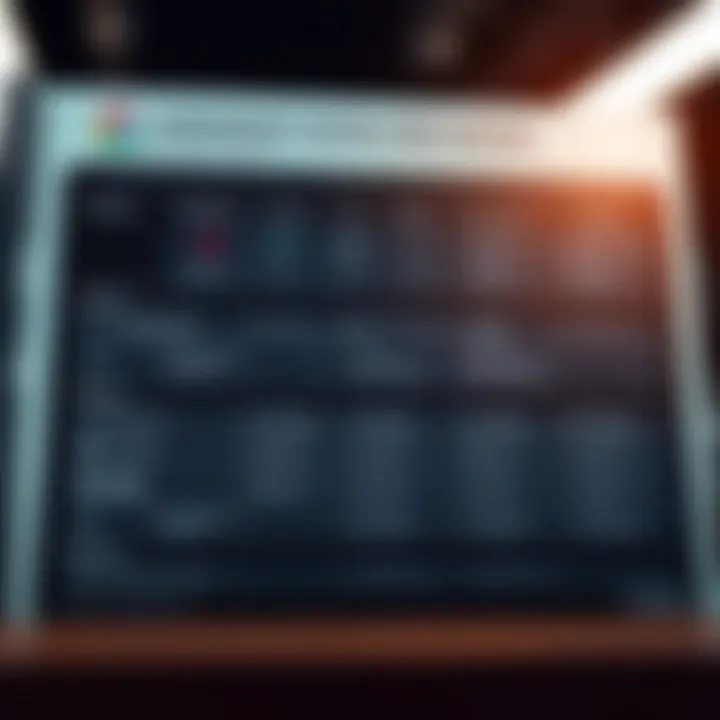 Comparison chart showing forex brokers with various features like regulation, commissions, and platforms