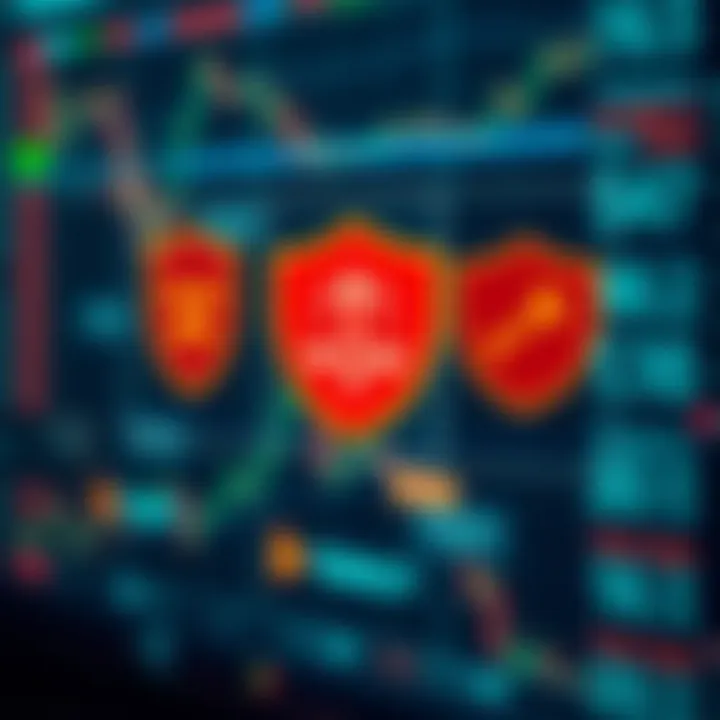 Conceptual graphic of legal and security symbols representing safe trading practices