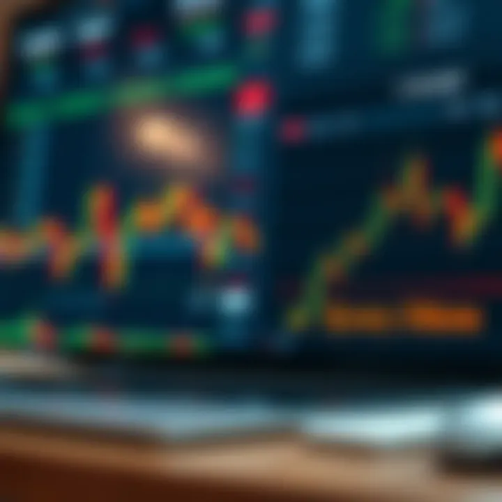 Illustration showing the concept of binary options trading with financial charts and digital interface