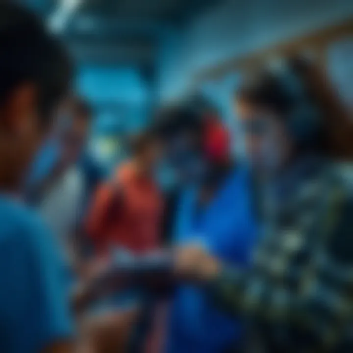 Enhancing Community Resilience with Technology Community members collaborating with technological tools to enhance disaster resilience and response capabilities