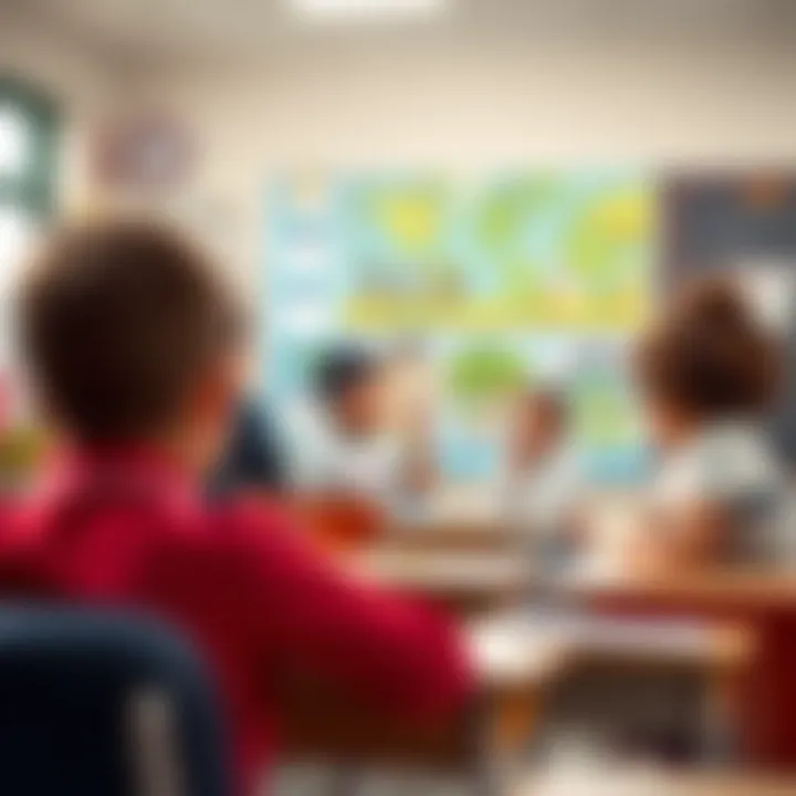 Colorful drawing illustrating school safety measures with children and teachers in a classroom setting