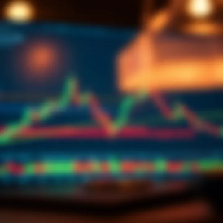 Chart displaying technical analysis indicators and binary options trading patterns