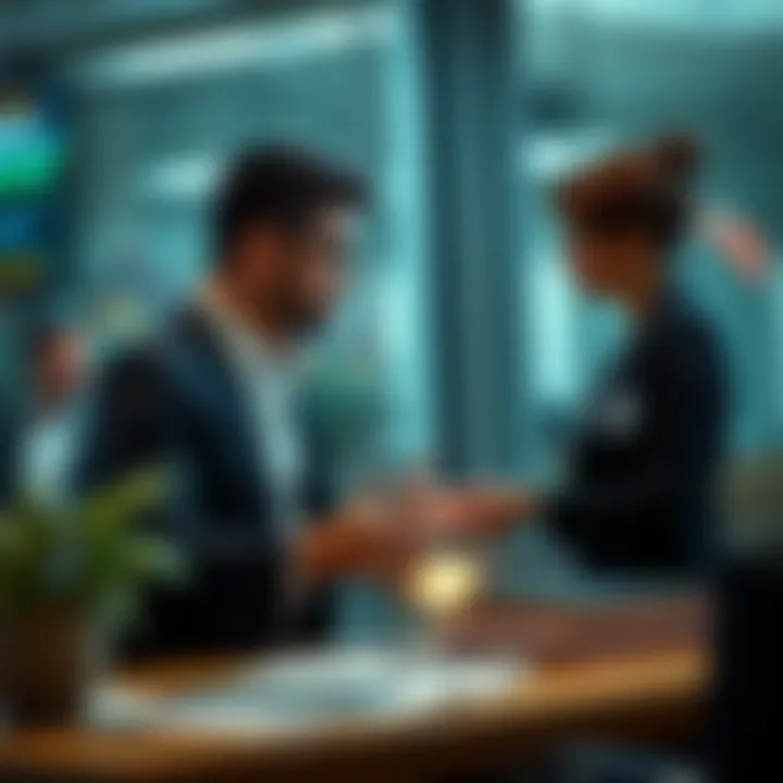 Consultation scene showing expert providing advice on risk mitigation strategies