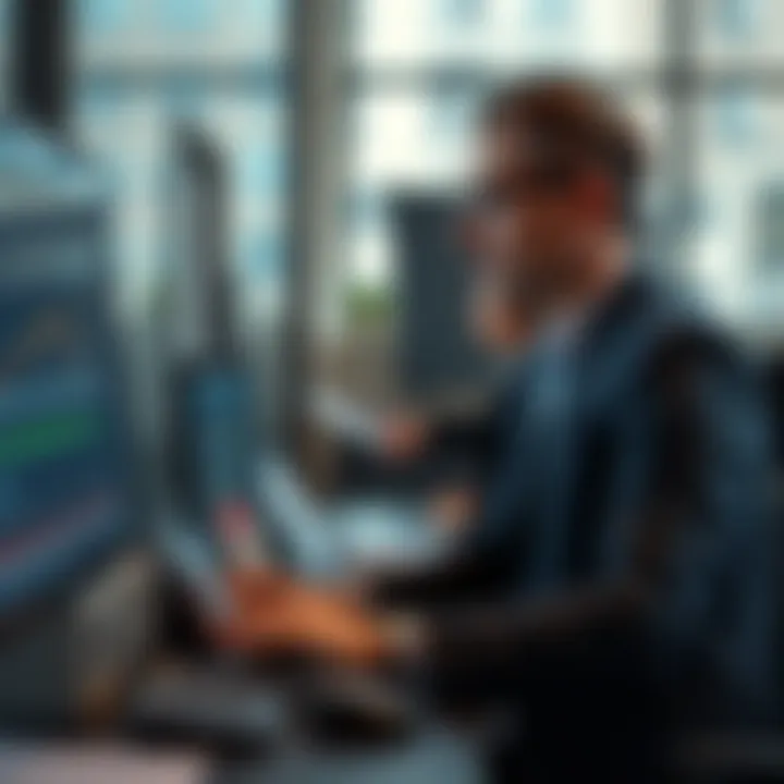 Investor Reviewing Economic Data for Informed Financial Decisions Investor analyzing economic data and market trends on computer screen