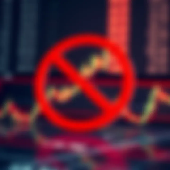 Illustration showing financial regulations and prohibited binary options symbolized by a red prohibition sign over trading charts