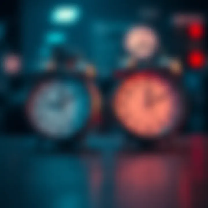 Timeframe Differences Between Swing Trading and Day Trading Illustration depicting two clocks symbolizing different timeframes used in swing trading and day trading