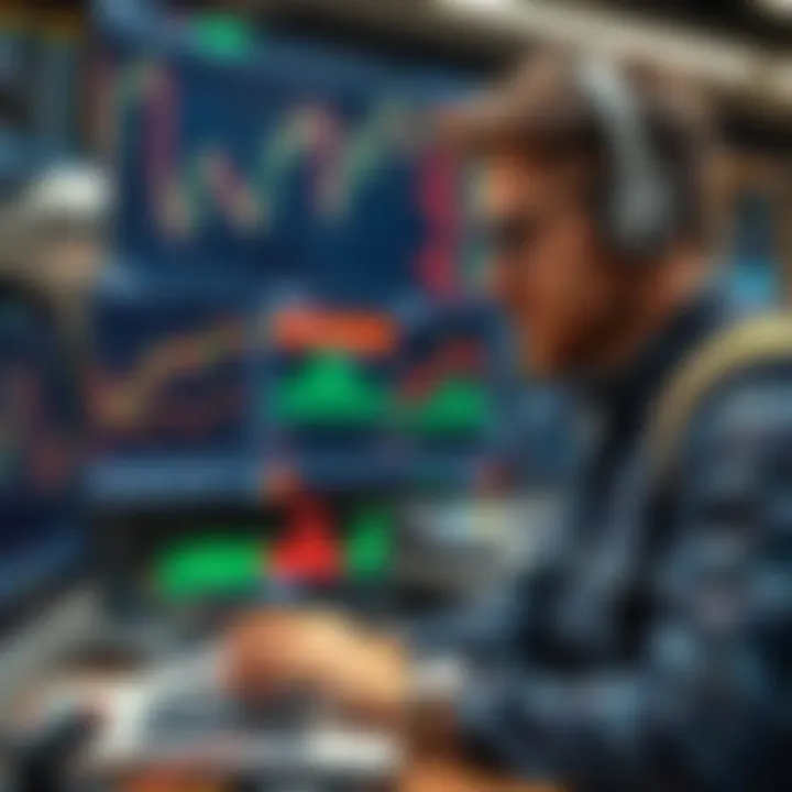 Trader analyzing market charts alongside economic data for strategic investment decisions