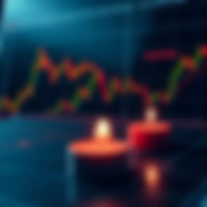 Illustration showing various candlestick patterns used in technical analysis for trading