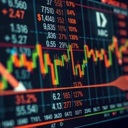 Graph showing currency pairs exchange rates fluctuating in Forex market