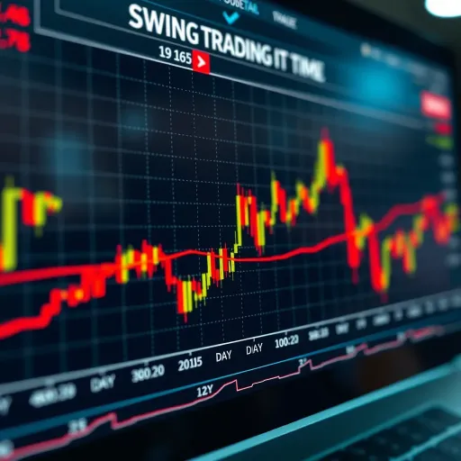 Graph showing fluctuating stock prices with highlighted points representing swing trading positions over several days