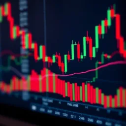 Chart showing candlestick patterns used in technical analysis for financial markets